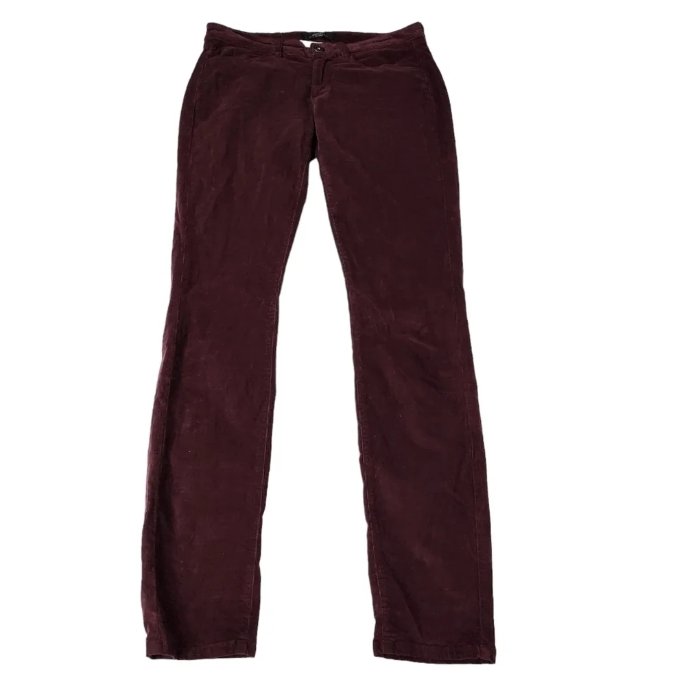 Max Mara Pants Womens 6 Burgundy‎ Corduroy Stretch Leggings Fit Weekend